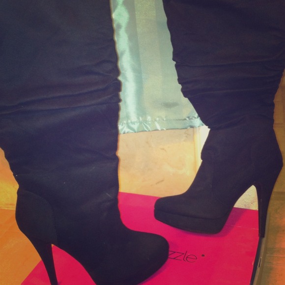 Black suede boots