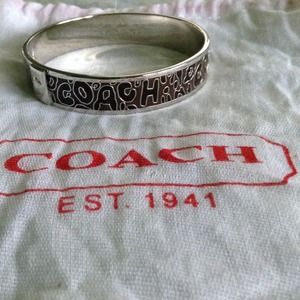 Coach Silver, Black and Brown Leopard Bangle