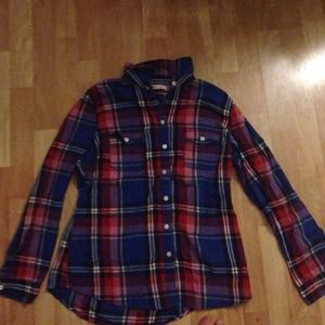 Plad long sleeve button up shirt for girls