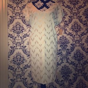 Gold Print Shift Dress