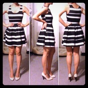 Navy Blue Striped A-line Sailor Dress