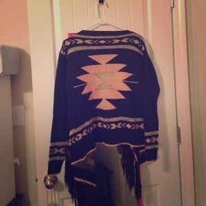 Women's Aztec tribal cardigan shawl fringe