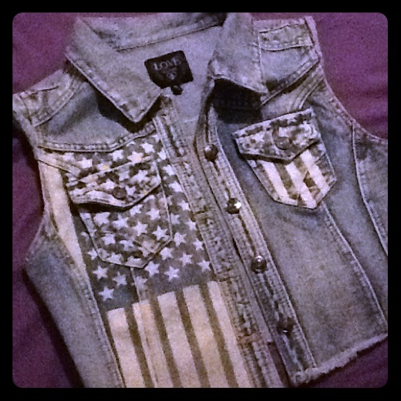American Flag Denim Vest