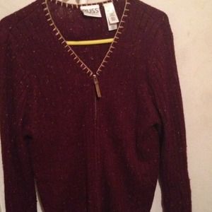 Burgundy zip up sweater From Liz Claiborne