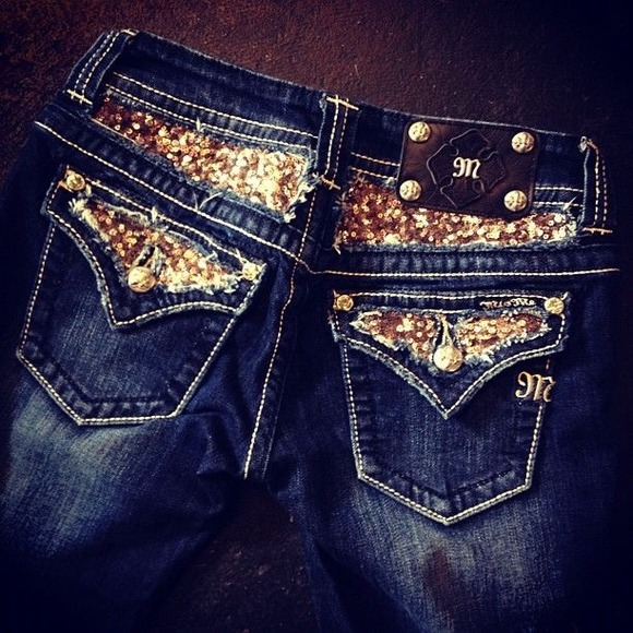 Gold Sequin Miss Me Jeans