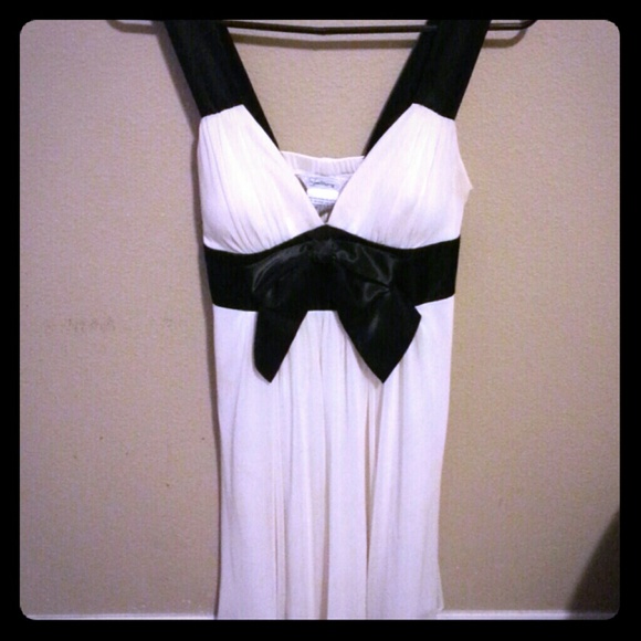 White Dress with Black Ribbon