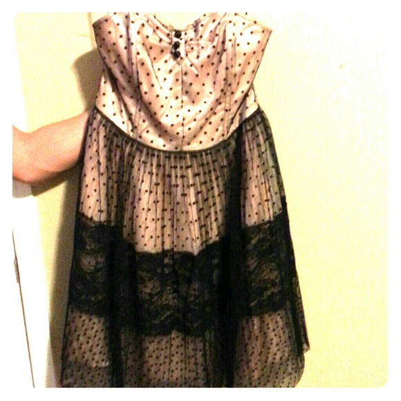 Beige Polka Dot Semi Formal Dress