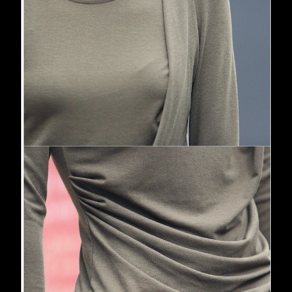 Sharp shoulder drape-front top - Picture 4 of 4