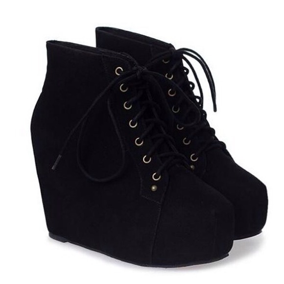 Black Wedged Boots