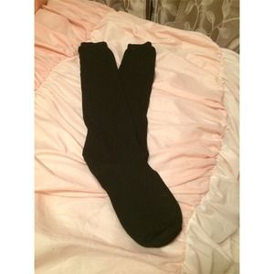 black thigh high socks 3/4 cotton