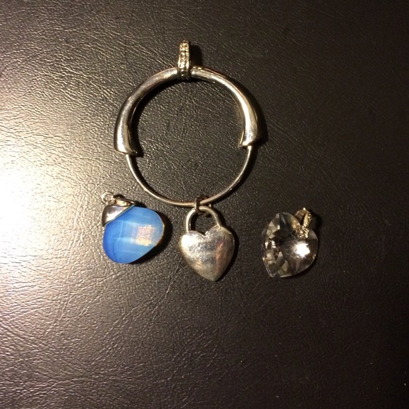 Silver pendent charm holder w/charms