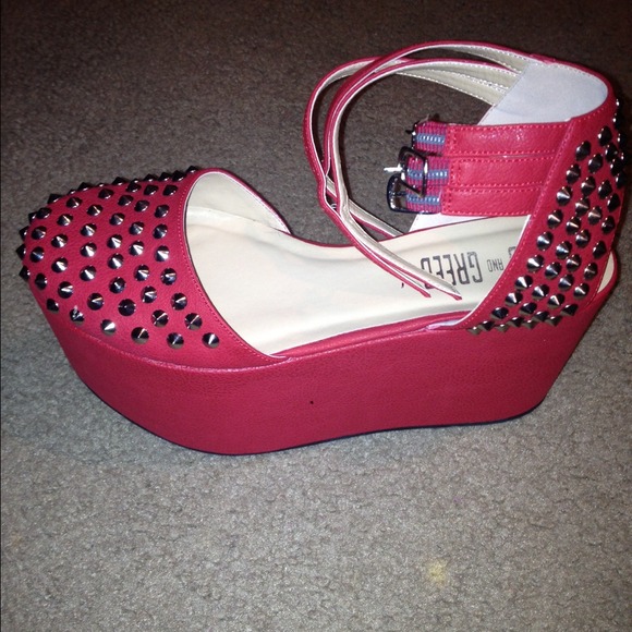 Red spiked platform NEVER WORN