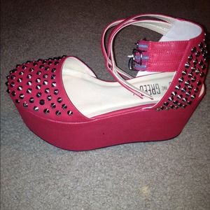 Red spiked platform NEVER WORN