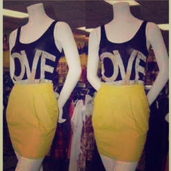 F21 yellow linen blend skirt