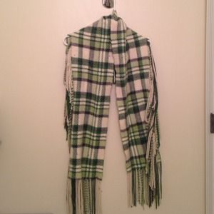Green and gray plaid scarf