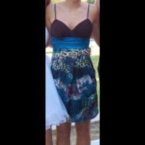 Short blue leopard homecoming dress