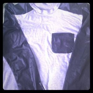 Leather sleeve shirt