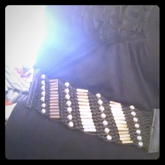 Silver and black belt
