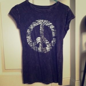 Dark purple washed out tee with peace sign