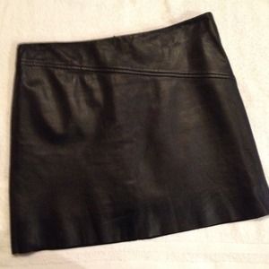 BCBG black leather mini skirt