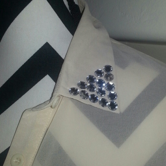SALE! Sheer Ivory Bling Button-up - Picture 2 of 2