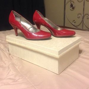 Red patent leather shoe