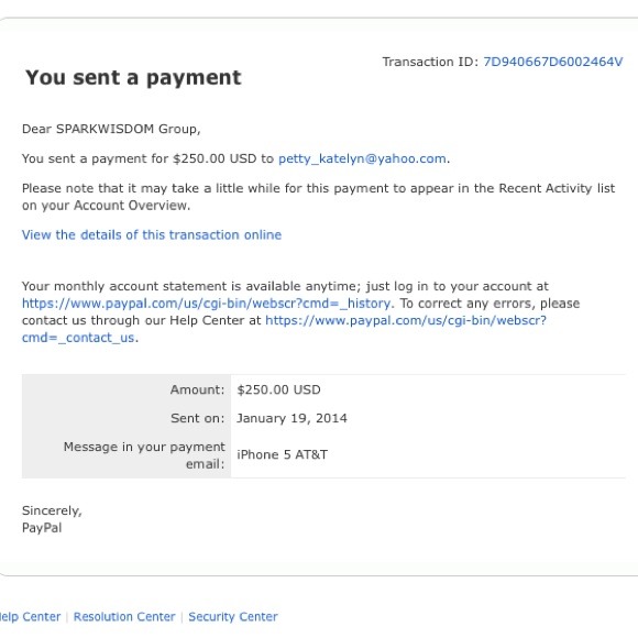 Proof of payment