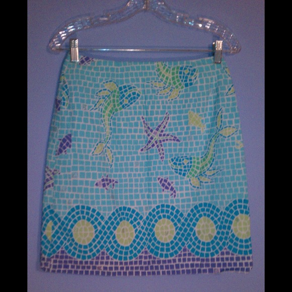 Lilly Pulitzer Size 8 Skirt, Blue Mosaic Print