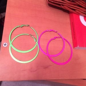 Set of two neon hoop earrings