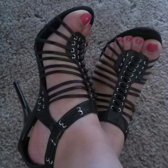Strappy black heels