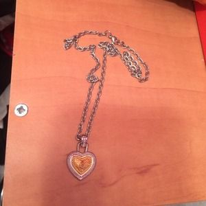 Silver and gold heart pendant necklace
