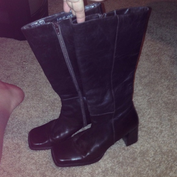 Dark brown leather boots