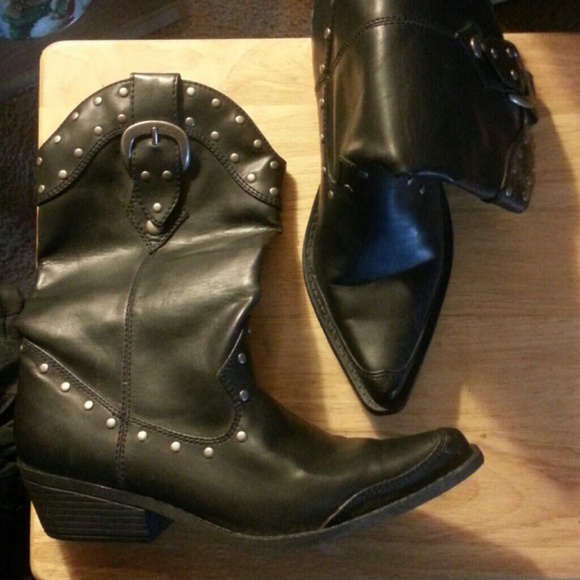 Black studded cowboy boots