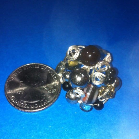 599 Smoky Quartz, Banded Agate, Hematite ring - Picture 2 of 4