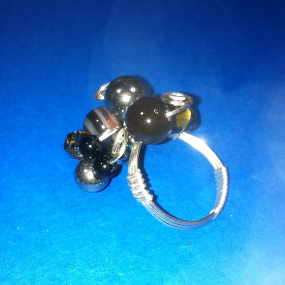 599 Smoky Quartz, Banded Agate, Hematite ring - Picture 3 of 4