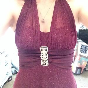 Plum Colored Formal Halter Dress