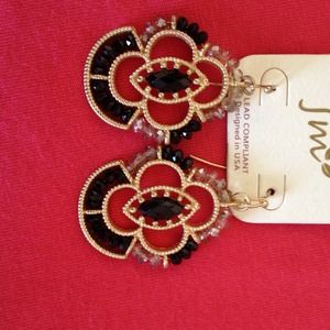 SOLD!!Beautiful black & grey earrings set in gold.