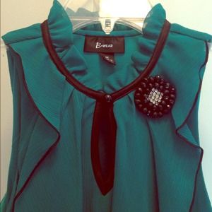 High Collared Emerald Green Top
