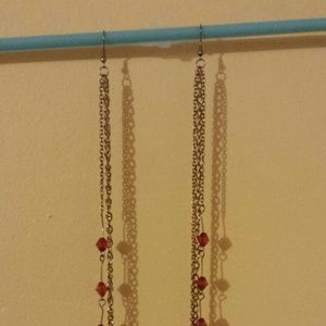 Red beaded long earrings