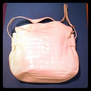 Gucci White Embossed Leather Handbag