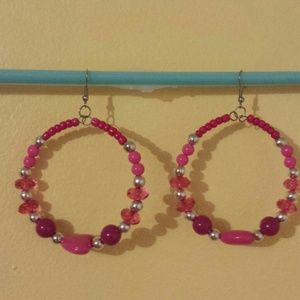 Pink round earrings