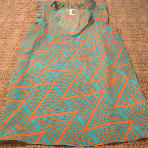 REDUCED- Turquoise and orange top