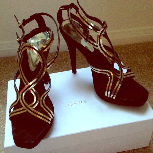 Versace Gold and Black Heels