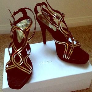 Versace Gold and Black Heels