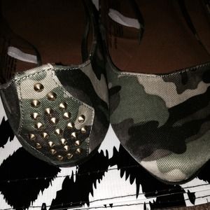 Camo studded flats.