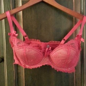 VS Red balconette bra - lace detail