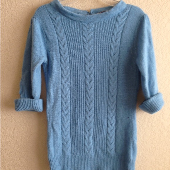 Baby Blue Cable Fuzzy Sweater