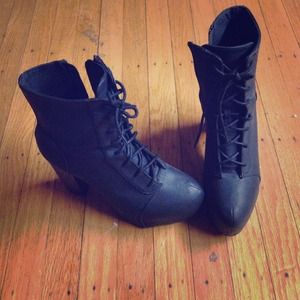 Black ankle high booties