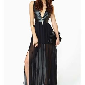Night Drift Faux leather maxi dress from Nasty Gal