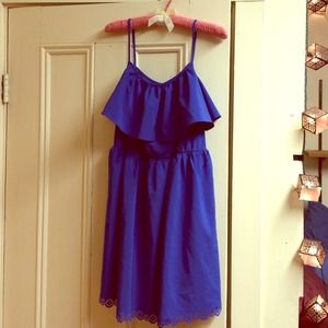 Blue dress with lace bottom